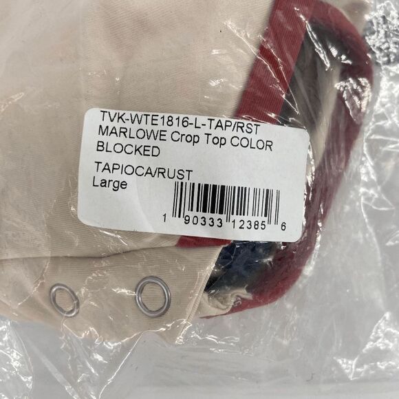 Tavik Marlowe Womens Tapioca Tan New colorblock swim bikini crop top Large - Picture 12 of 13